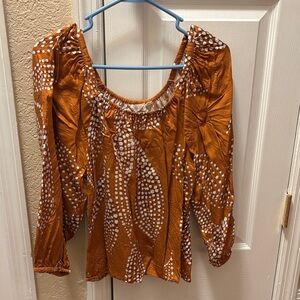 Chic Rust Polka Dot Blouse